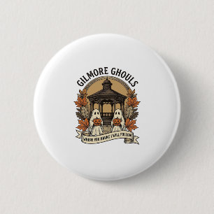 Chapa Redonda De 5 Cm Fantasma vintage de Halloween de Gilmore Ghouls