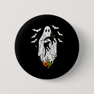 Chapa Redonda De 5 Cm Fantasma vintage sosteniendo gato Halloween Gato K