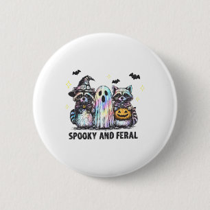 Chapa Redonda De 5 Cm Fantasma Y Férreo Racco Halloween Raccoon Ghost T