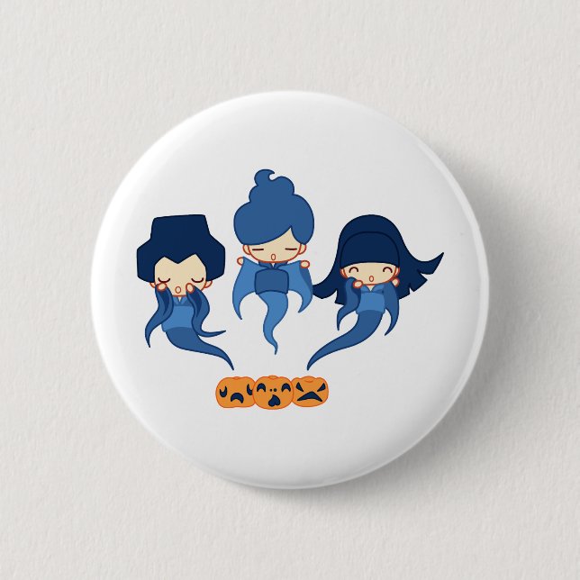 Chapa Redonda De 5 Cm Fantasmas de Kokeshi (Anverso)
