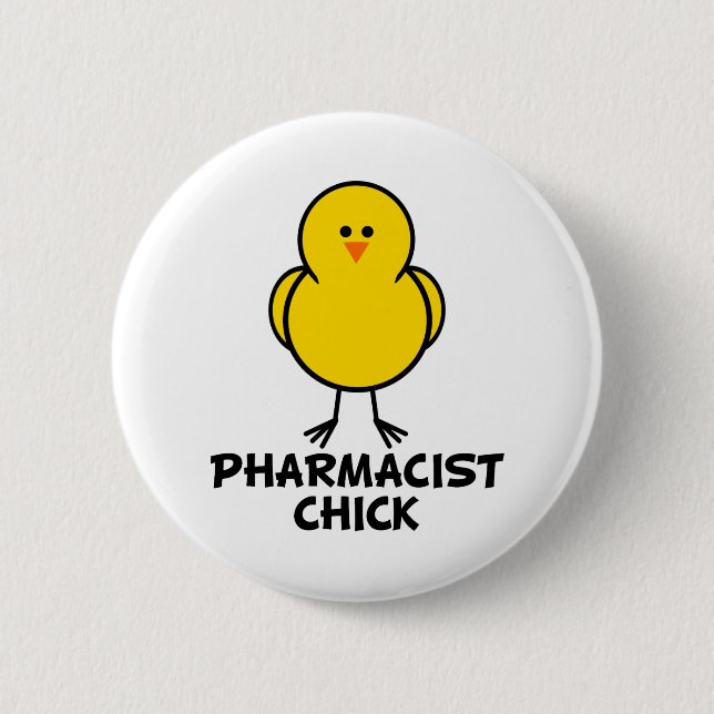 Chapa Redonda De 5 Cm Farmacéutico Chick (Anverso)