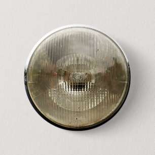 Chapa Redonda De 5 Cm Faro clásico del coche con la lente de cristal