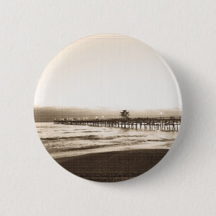 Chapa Redonda De 5 Cm faro de San Clemente playa California foto vintage