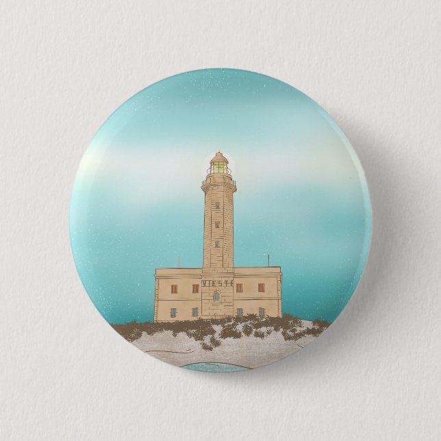 Chapa Redonda De 5 Cm Faro de Vieste Italia (Anverso)