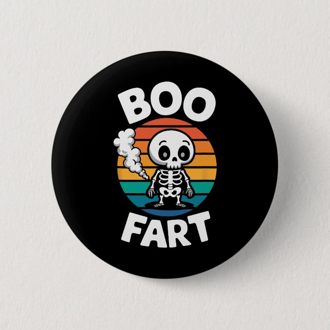 Chapa Redonda De 5 Cm Fart Funny Farting Skeleton Para Halloween (Anverso)