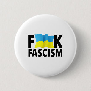 Chapa Redonda De 5 Cm Fascismo - Censurado con bandera ucraniana 