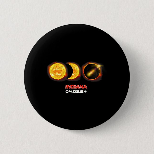 Chapa Redonda De 5 Cm Fase de eclipse solar total Indiana IN (Anverso)