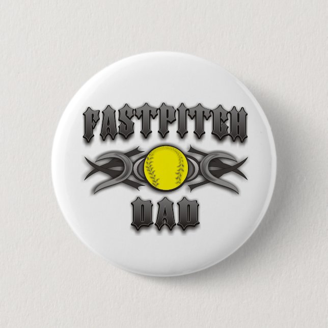 Chapa Redonda De 5 Cm Fastpitch Softball Dad Tribal (Anverso)
