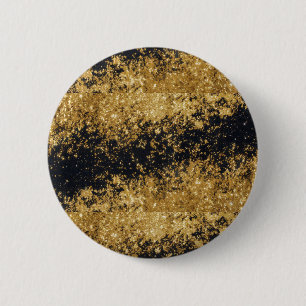 Chapa Redonda De 5 Cm Faux Gold Purpurina Faux Black Purpurina Round But