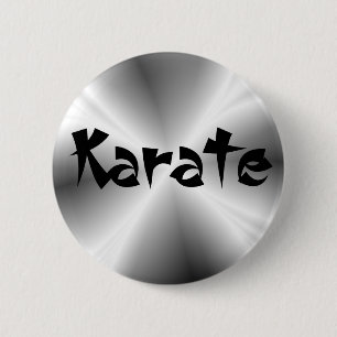 Chapa Redonda De 5 Cm Faux Silver Karate Round Button