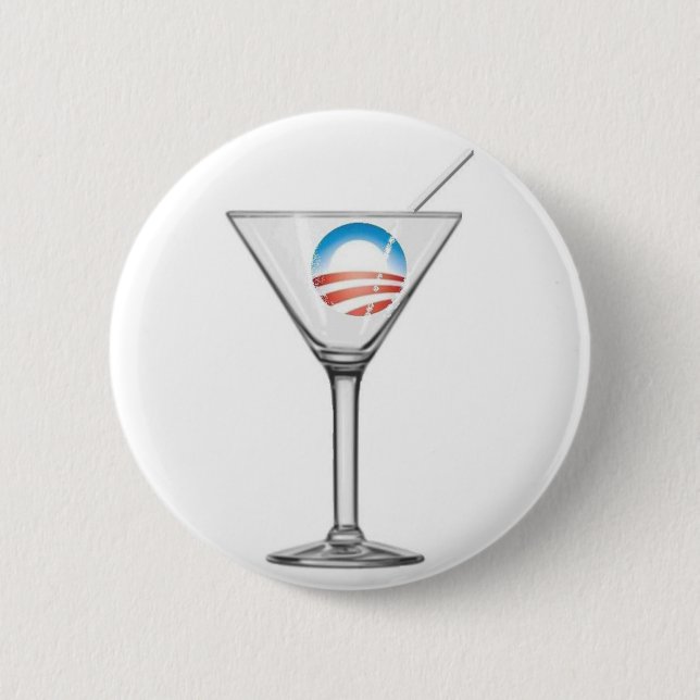 Chapa Redonda De 5 Cm Favorable-Obama Martini (Anverso)