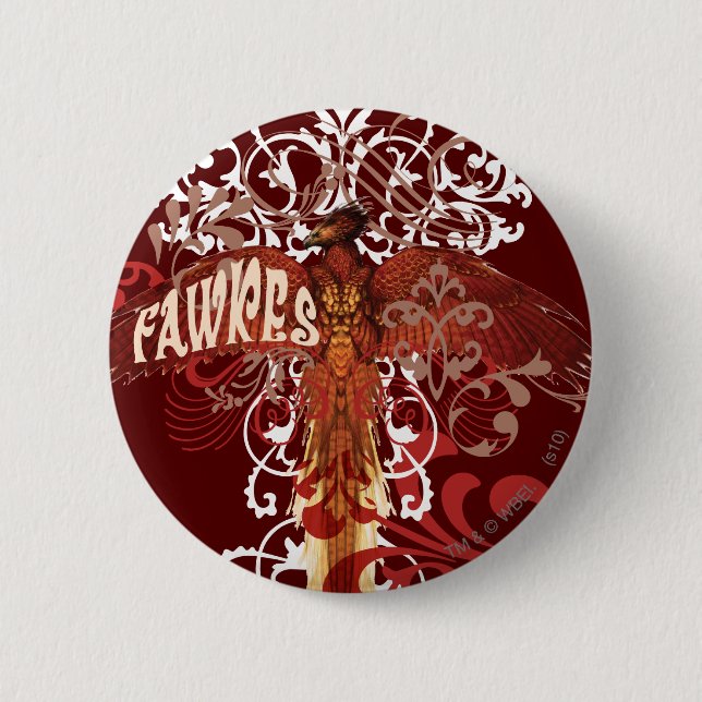 Chapa Redonda De 5 Cm Fawkes Abre sus Alas (Anverso)