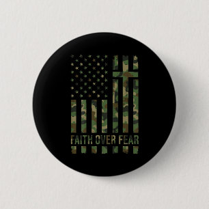Chapa Redonda De 5 Cm Fe Cristiana Patriótica Masculina Sobre El Miedo A