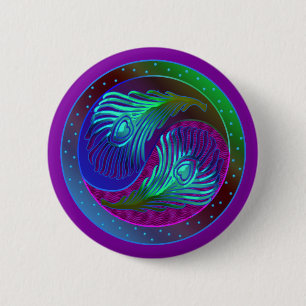 Chapa Redonda De 5 Cm Feather Yin Yang 5
