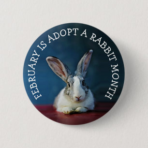 Chapa Redonda De 5 Cm Febrero es el mes de Adoptar un Conejo