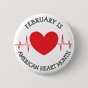 Chapa Redonda De 5 Cm Febrero es el mes del corazón de Estados Unidos