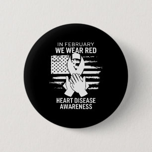 Chapa Redonda De 5 Cm Febrero Nosotros Llevamos Bandera Americana Roja E