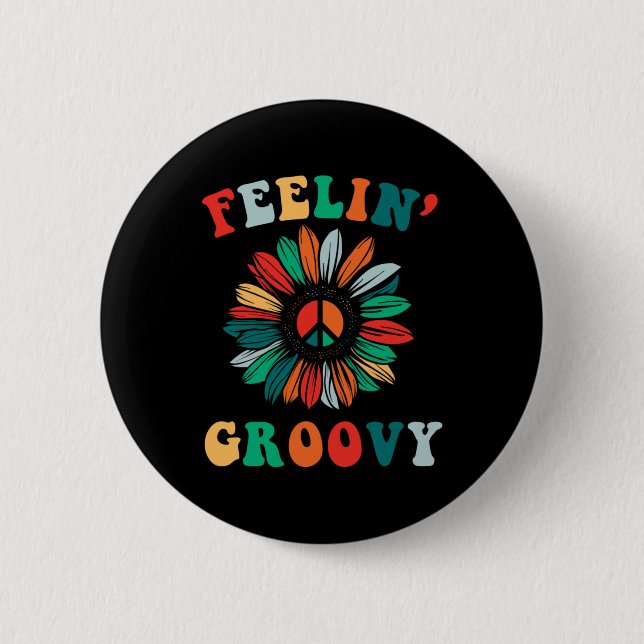 Chapa Redonda De 5 Cm Feelin' Groovy Classic Trippy Hippie (Anverso)