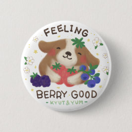 Chapa Redonda De 5 Cm Feeling Berry Good: Cute Dog with Berries