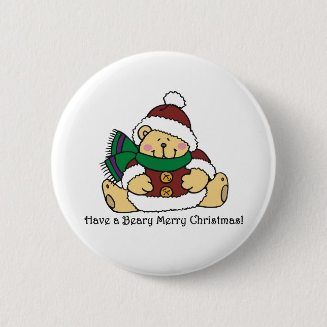 Chapa Redonda De 5 Cm Felices Navidad de Beary (Anverso)