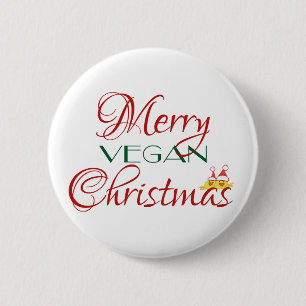 Chapa Redonda De 5 Cm Felices Navidad del vegano