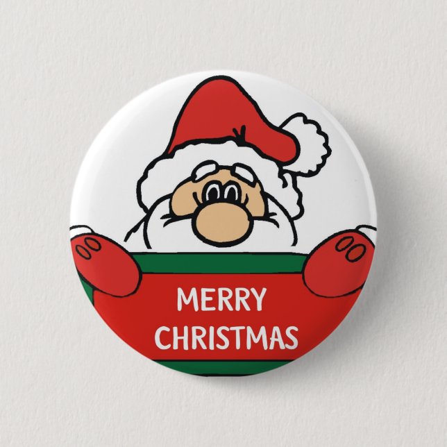 Chapa Redonda De 5 Cm Felices Navidad Papá Noel (Anverso)