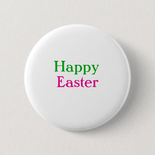 Chapa Redonda De 5 Cm Felices pascuas los niños de color verde rosa añad