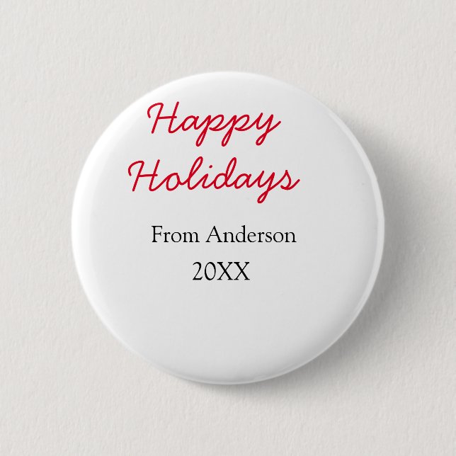 Chapa Redonda De 5 Cm Felices vacaciones rojo amor negro nombre de famil (Anverso)