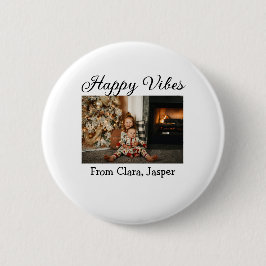 Chapa Redonda De 5 Cm Felices vibraciones niños Navidades familiares Inv