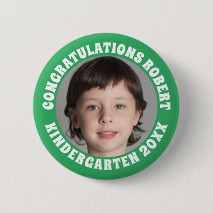 Chapa Redonda De 5 Cm Felicidades a Graduado de Kinder Foto Verde