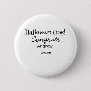 Chapa Redonda De 5 Cm Felicidades en Halloween agregar nombre fecha año 