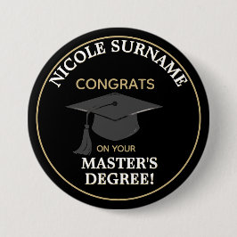 Chapa Redonda De 5 Cm ¡Felicidades Graduado! Título de máster personaliz