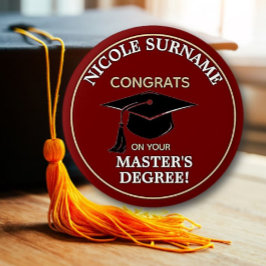 Chapa Redonda De 5 Cm ¡Felicidades Graduado! Título de máster personaliz