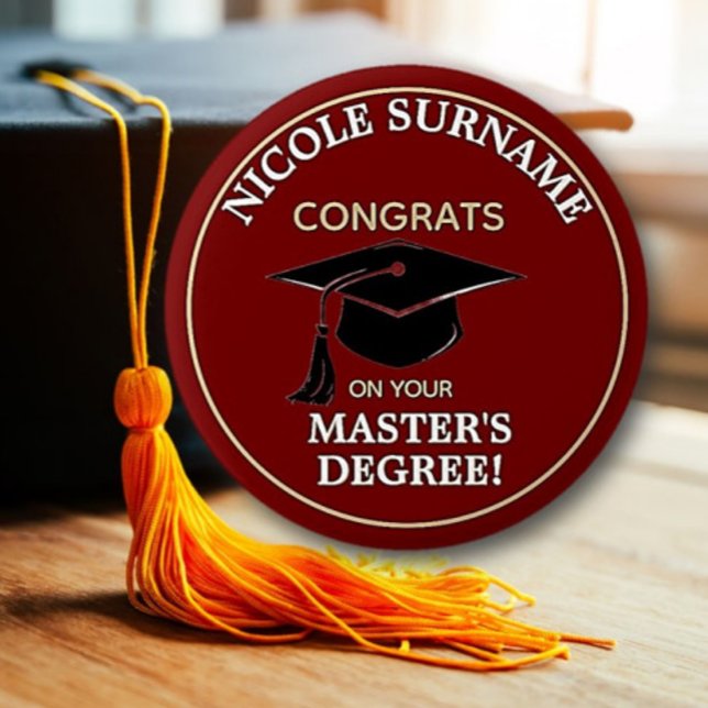 Chapa Redonda De 5 Cm ¡Felicidades Graduado! Título de máster personaliz (Subido por el creador)
