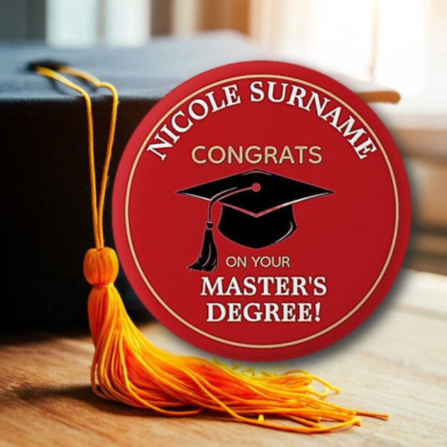 Chapa Redonda De 5 Cm ¡Felicidades Graduado! Título de máster personaliz (Subido por el creador)