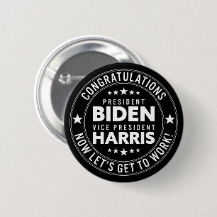 Chapa Redonda De 5 Cm ¡Felicitaciones al presidente Biden, vicepresident