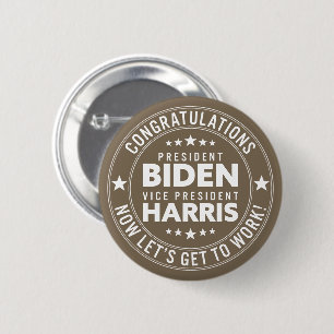 Chapa Redonda De 5 Cm ¡Felicitaciones Biden Harris! Colores personalizad
