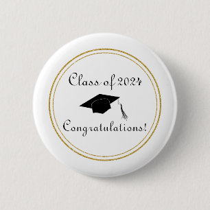 Chapa Redonda De 5 Cm Felicitaciones Gorra de Graduación Simple Elegante
