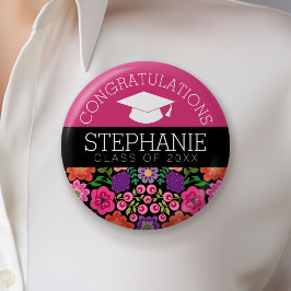 Chapa Redonda De 5 Cm Felicitaciones Graduate Girly Flowers Graduation