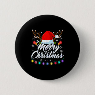 Chapa Redonda De 5 Cm Feliciz Navidad Sombrero Rojo de Santa Reno Navida