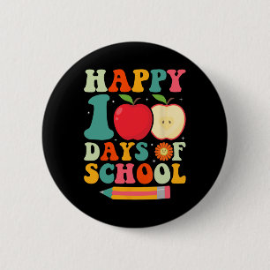 Chapa Redonda De 5 Cm Feliz 100.º Día De La Escuela Maestra Niños Retro