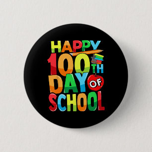 Chapa Redonda De 5 Cm Feliz 100 Días De Escuela Maestros Niños Niño Feli