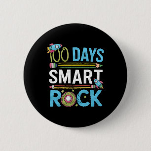 Chapa Redonda De 5 Cm Feliz 100 Días Escolares De Rock Inteligente Intel
