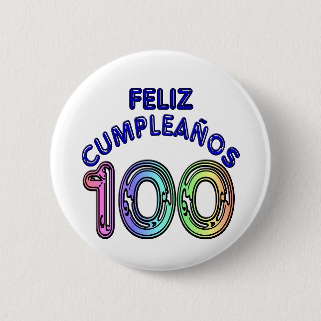 Chapa Redonda De 5 Cm Feliz 100o Cumpleaños (Anverso)