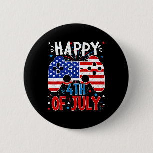 Chapa Redonda De 5 Cm Feliz 4 de julio de juegos patrióticos bandera ame