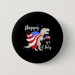 Chapa Redonda De 5 Cm Feliz 4 de julio día de la independencia con T-rex