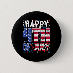 Chapa Redonda De 5 Cm Feliz 4 de julio Patriótico Americano Bandera de E