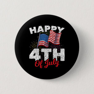 Chapa Redonda De 5 Cm Feliz 4 de julio Patriótico Americano Bandera de E
