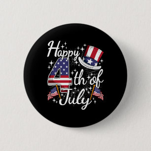 Chapa Redonda De 5 Cm Feliz 4 de julio Patriótico Bandera Americana Usa 