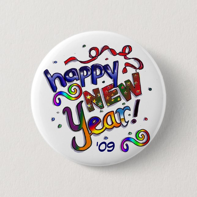 Chapa Redonda De 5 Cm Feliz Año Nuevo (Anverso)
